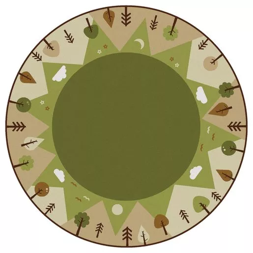 KIDSoft Tranquil Mountain Rug - Green 6' Round