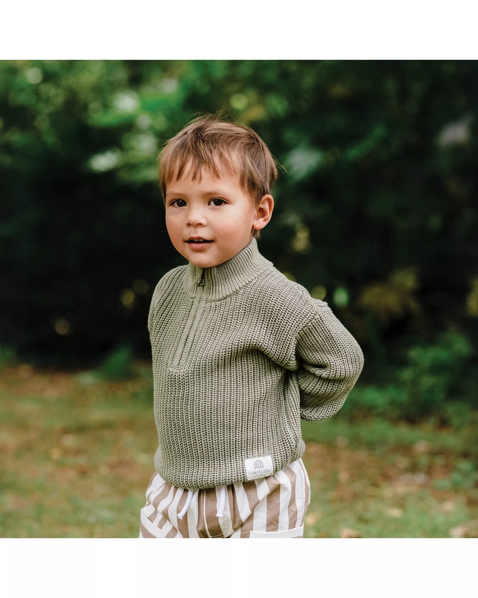 Knit Rib Jumper - Olive Size 1