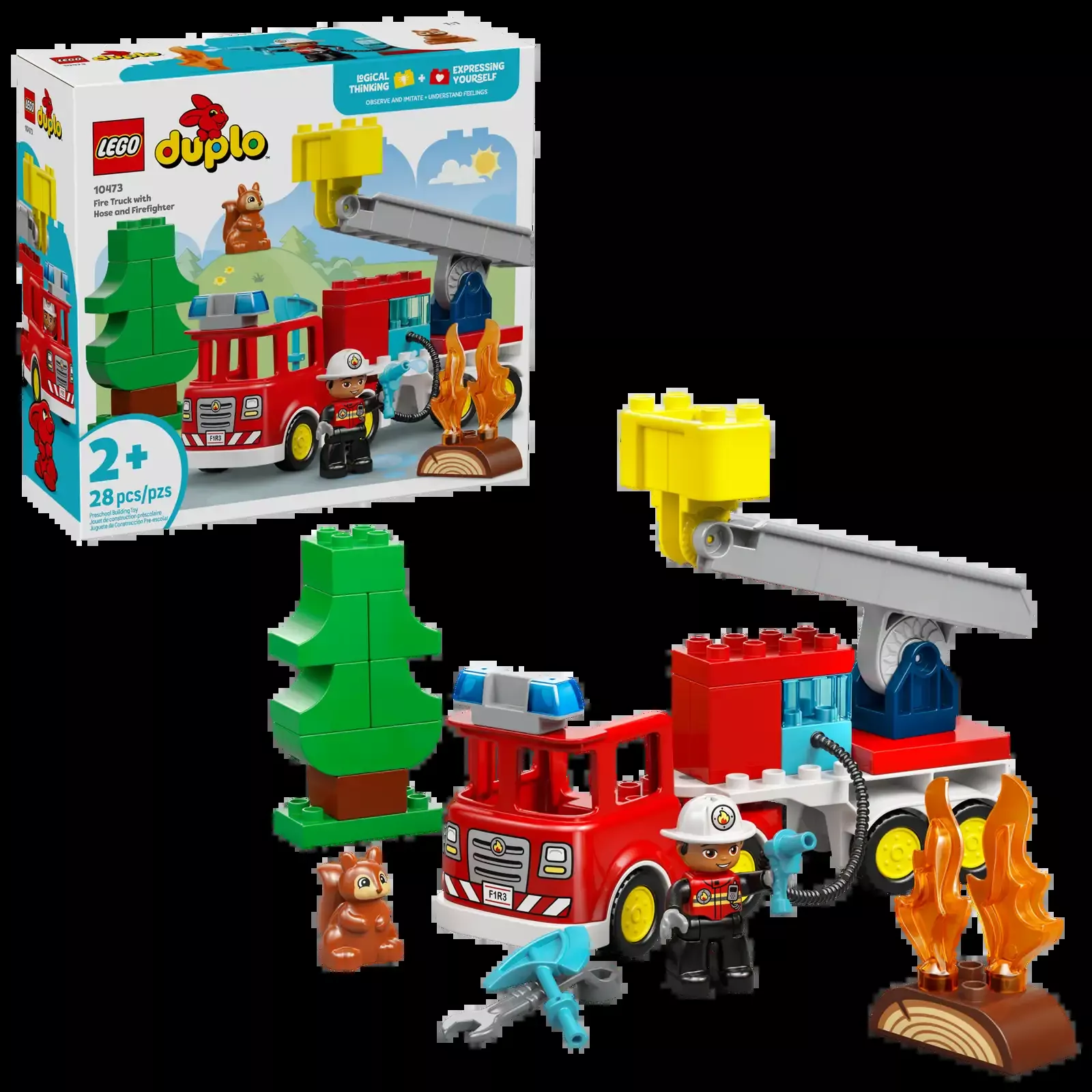 LEGO Duplo Fire Truck with Hose and Firefighter