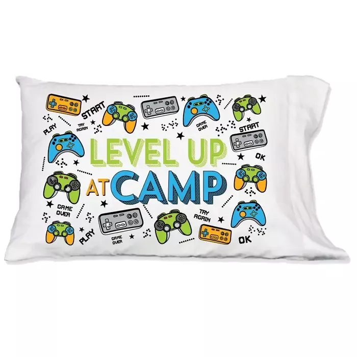 Level Up At Camp Game Controllers Pillowcase