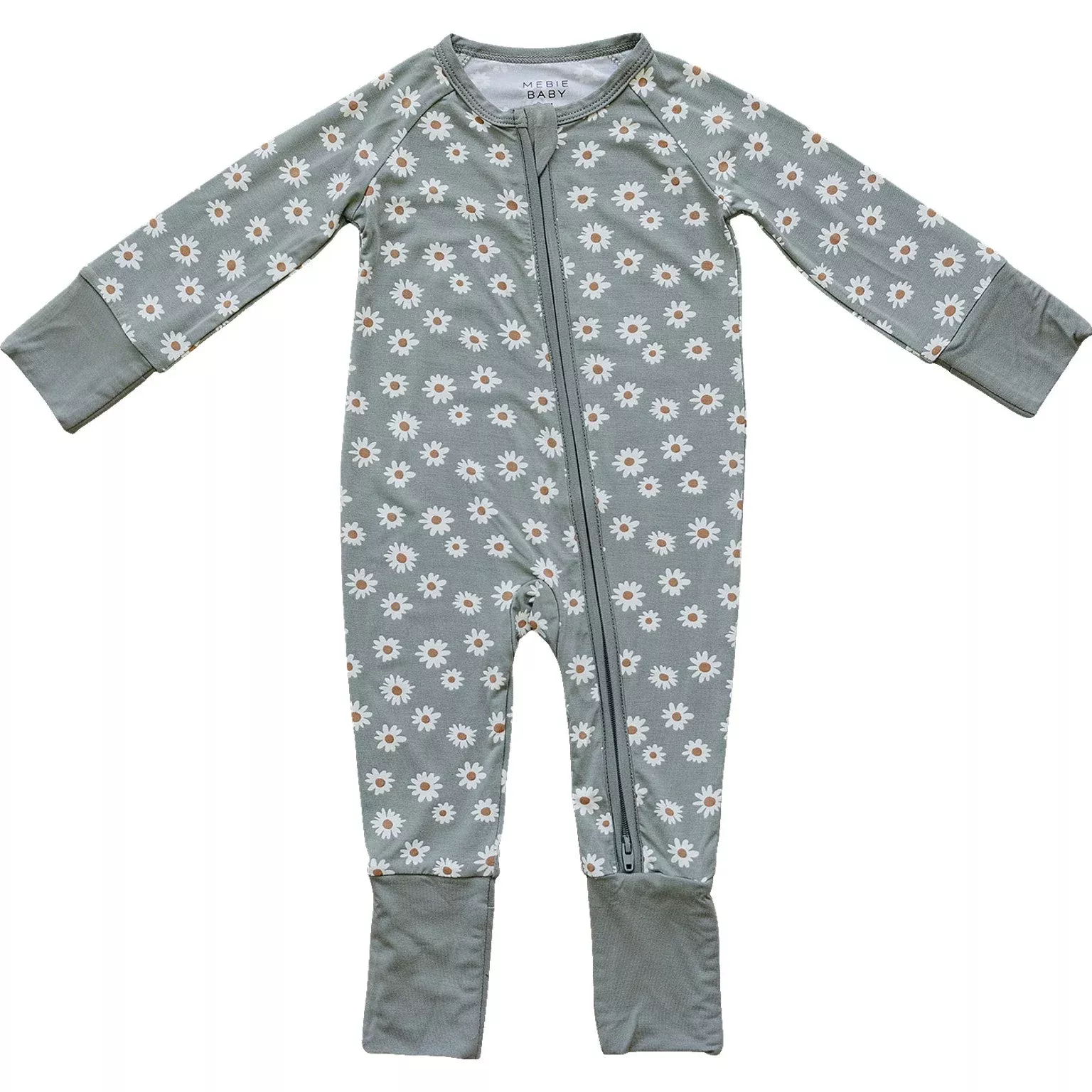 Light Green Daisy Bamboo Zipper