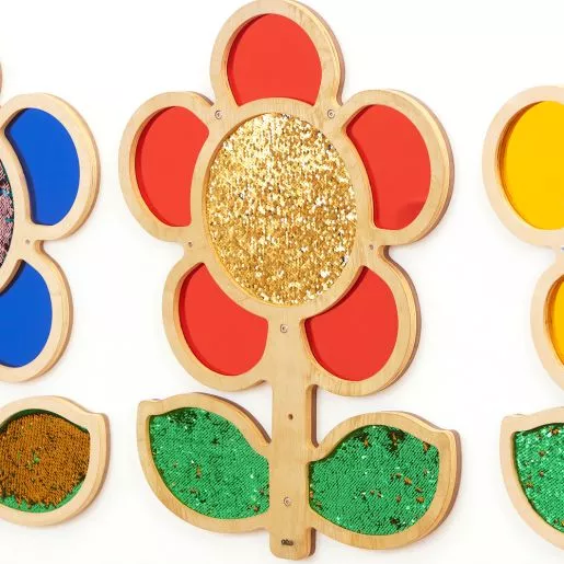 Mark Making Sequin & Mirror Daisy Frame - Red 30" x 22"