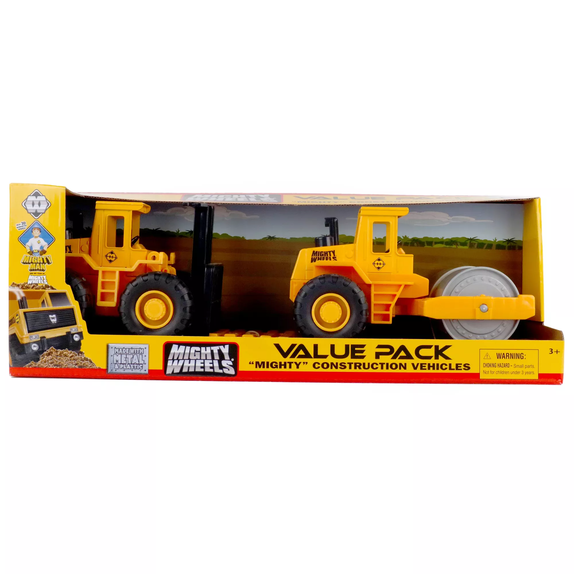 Mighty Wheels Construction Duo Set - 7" Roller & Forklift Play Vehicles
