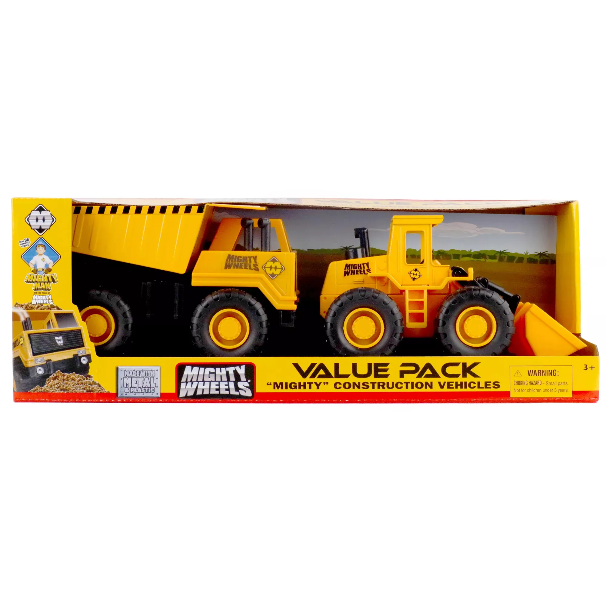 Mighty Wheels Construction Twin Pack - 7" Dump Truck & Front Loader