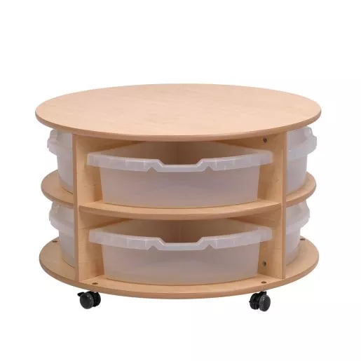 Millhouse™ Double Tier Mobile Circular Storage Unit with Clear Tubs
