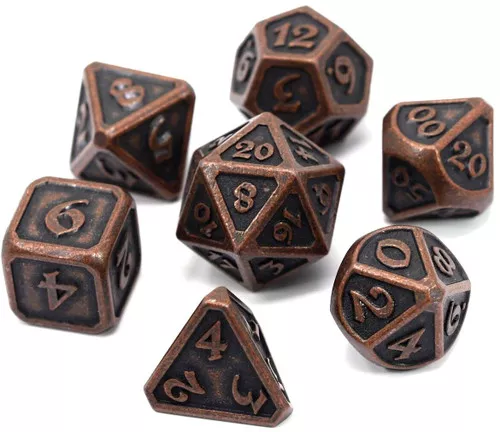 Mythica Dark Copper Metal Polyhedral 7-Die Dice Set