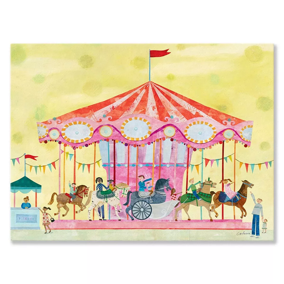 Oopsy Daisys Carousel Canvas: Whimsical Wall Art for Kids