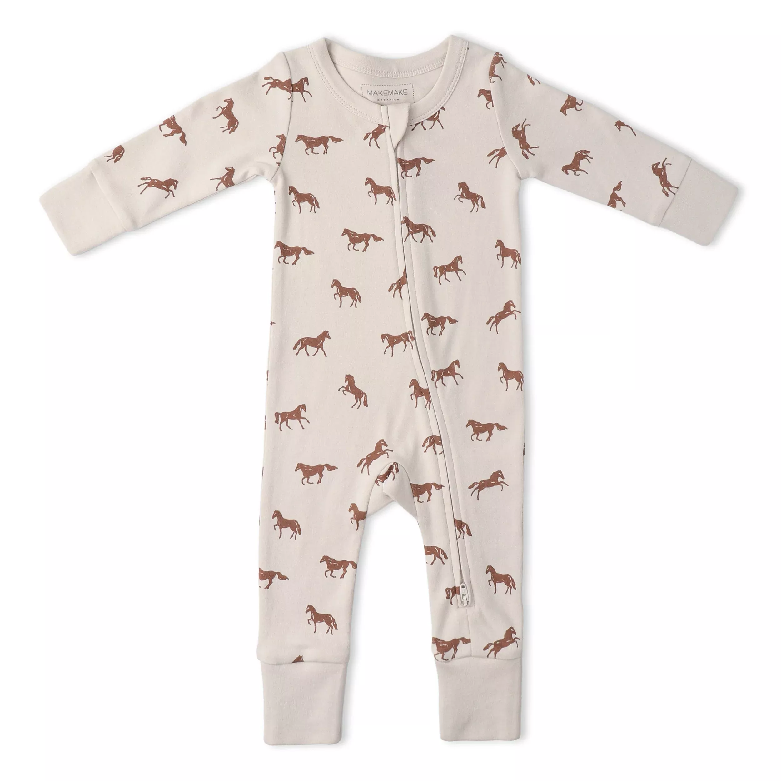 Organic 2-Way Zip Romper - Horses