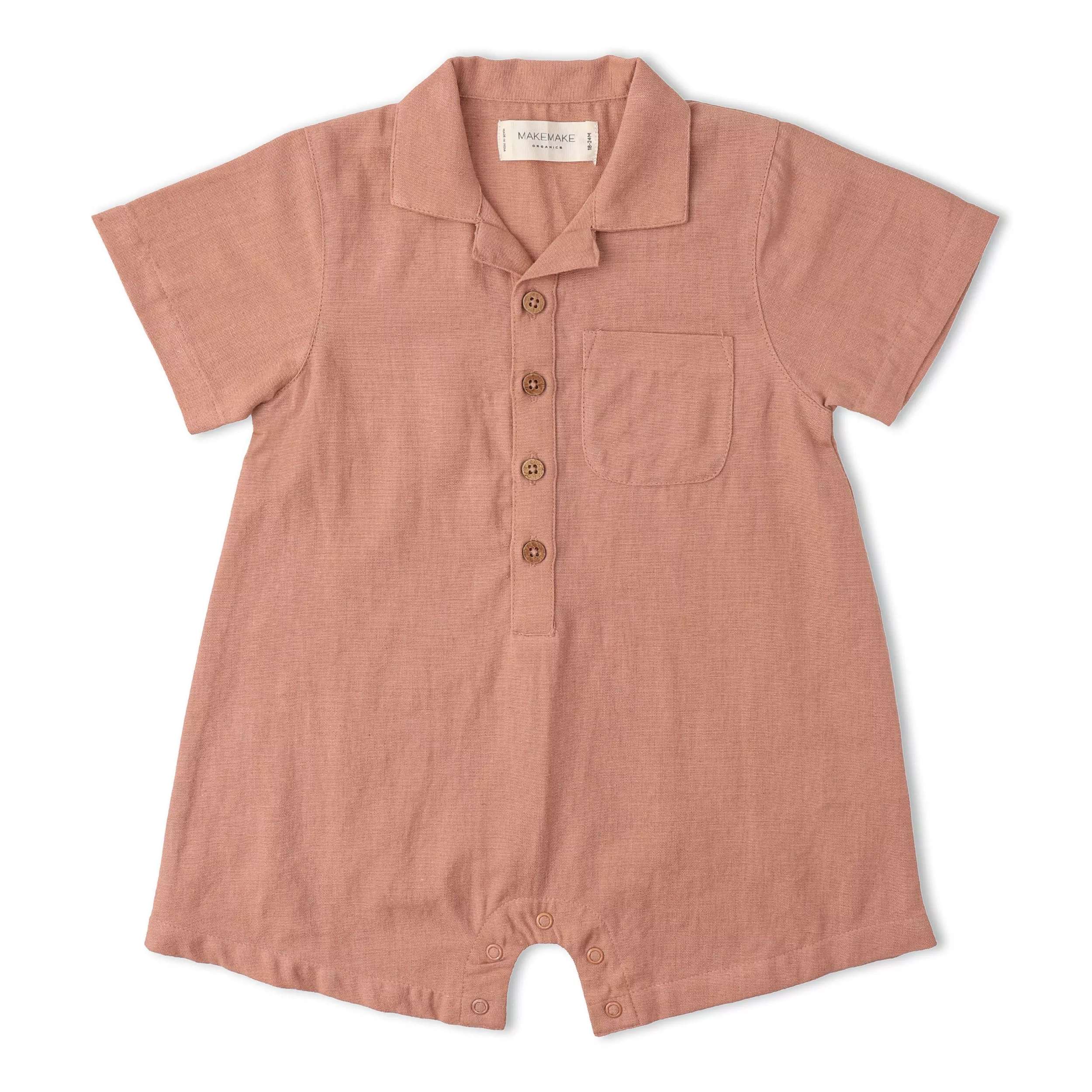 Organic Collared Romper - Clay