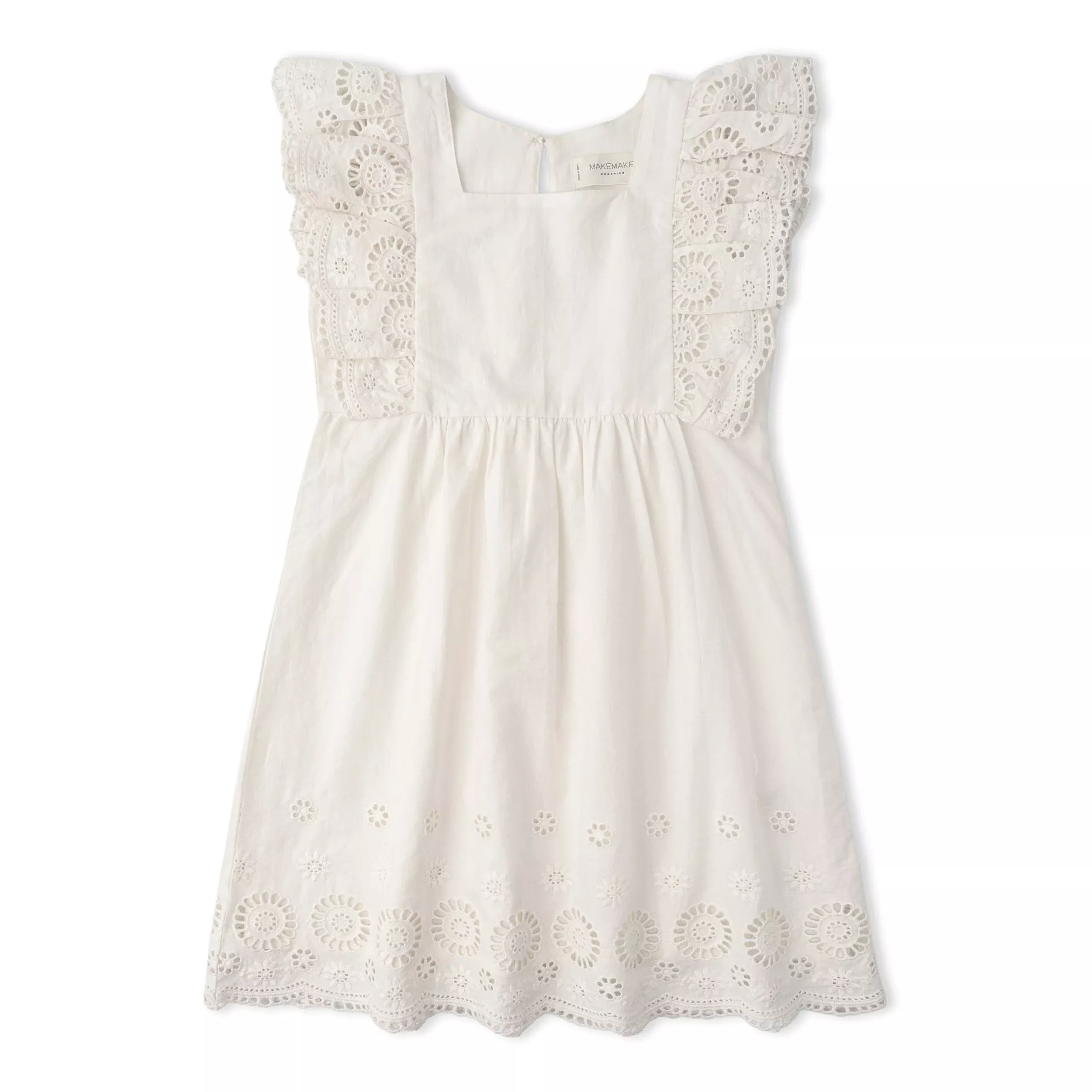 Organic Eyelet Flutter Dress - Ivory Eyelet