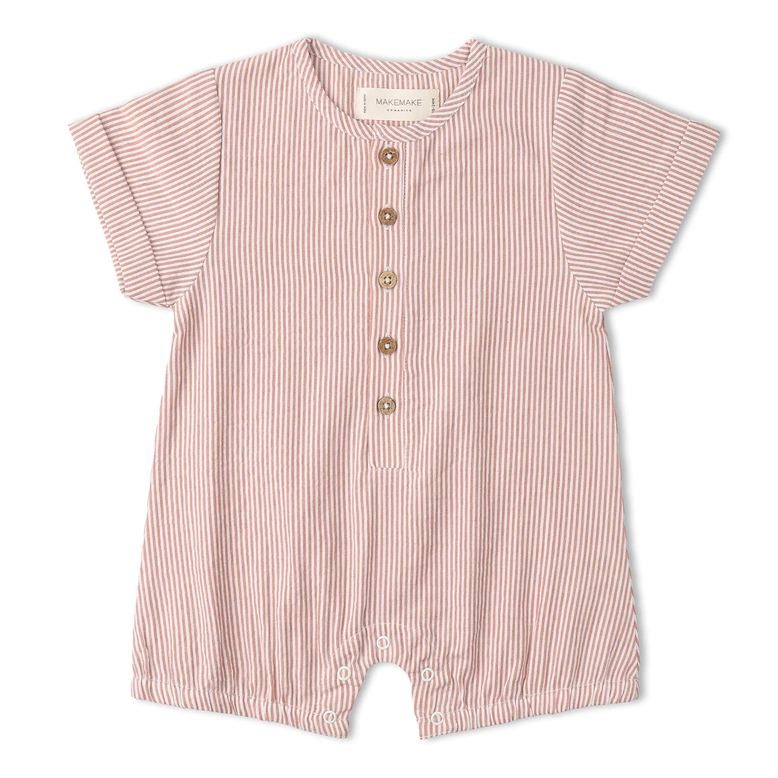 Organic Short Bubble Romper - Coral Stripes