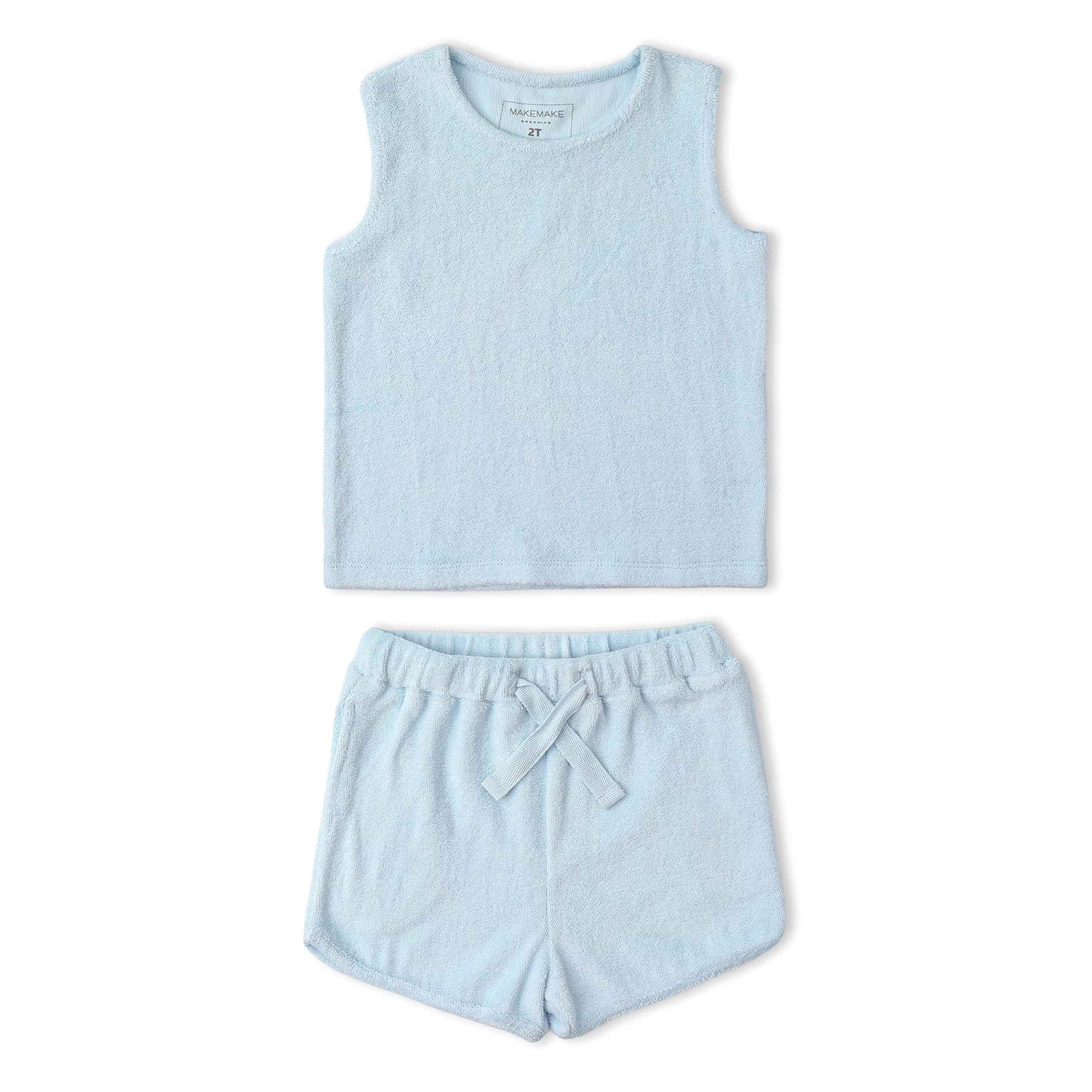 Organic Sleeveless Tee & Shorts Set - Light Blue