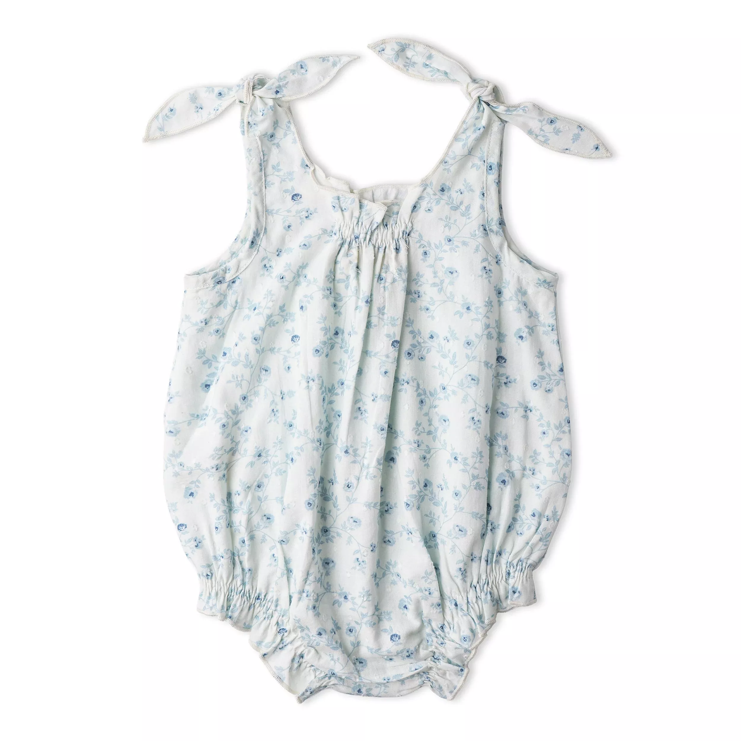 Organic Tie Shoulder Bubble Romper - Ivy Floral