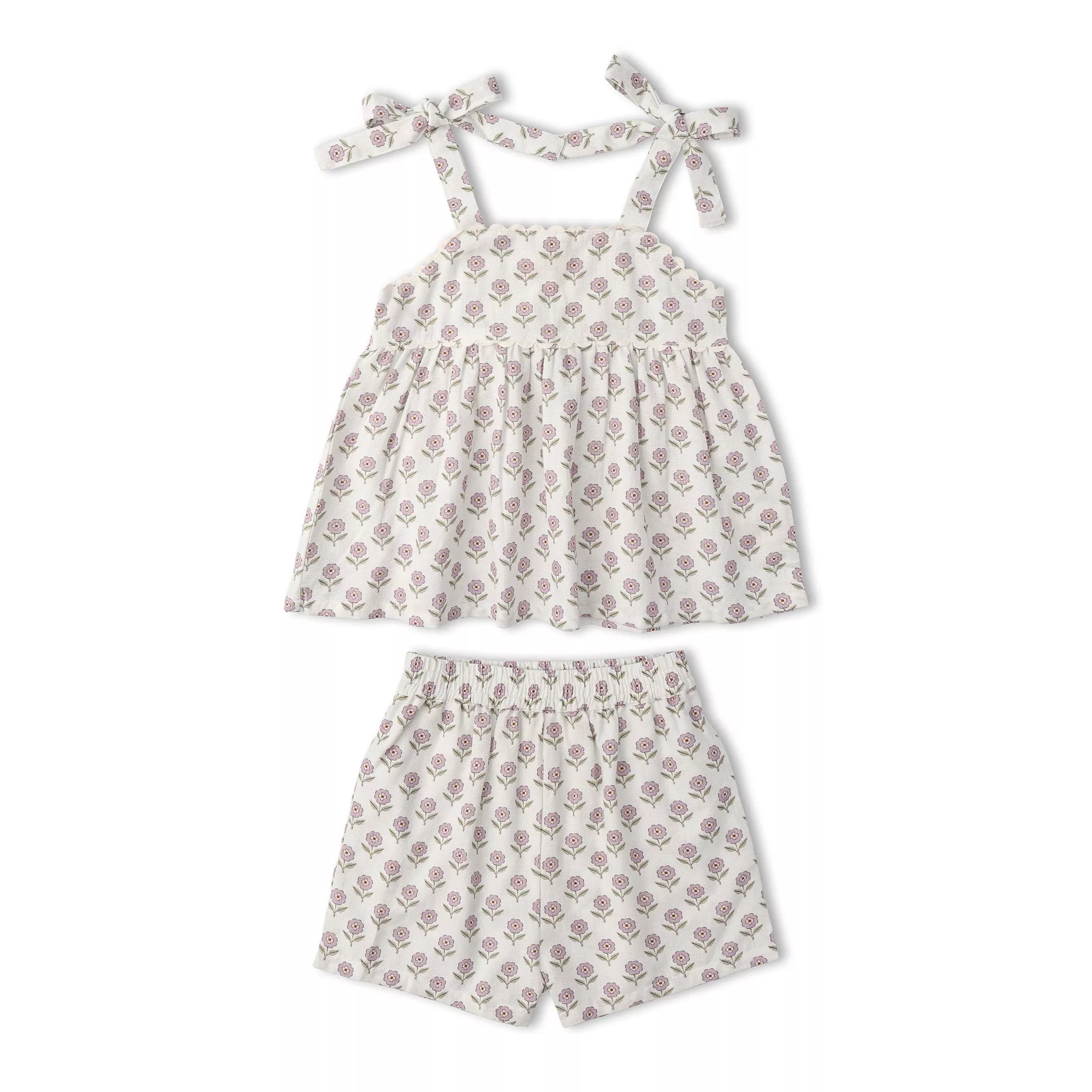 Organic Tie Up Top & Shorts Set - Lavender