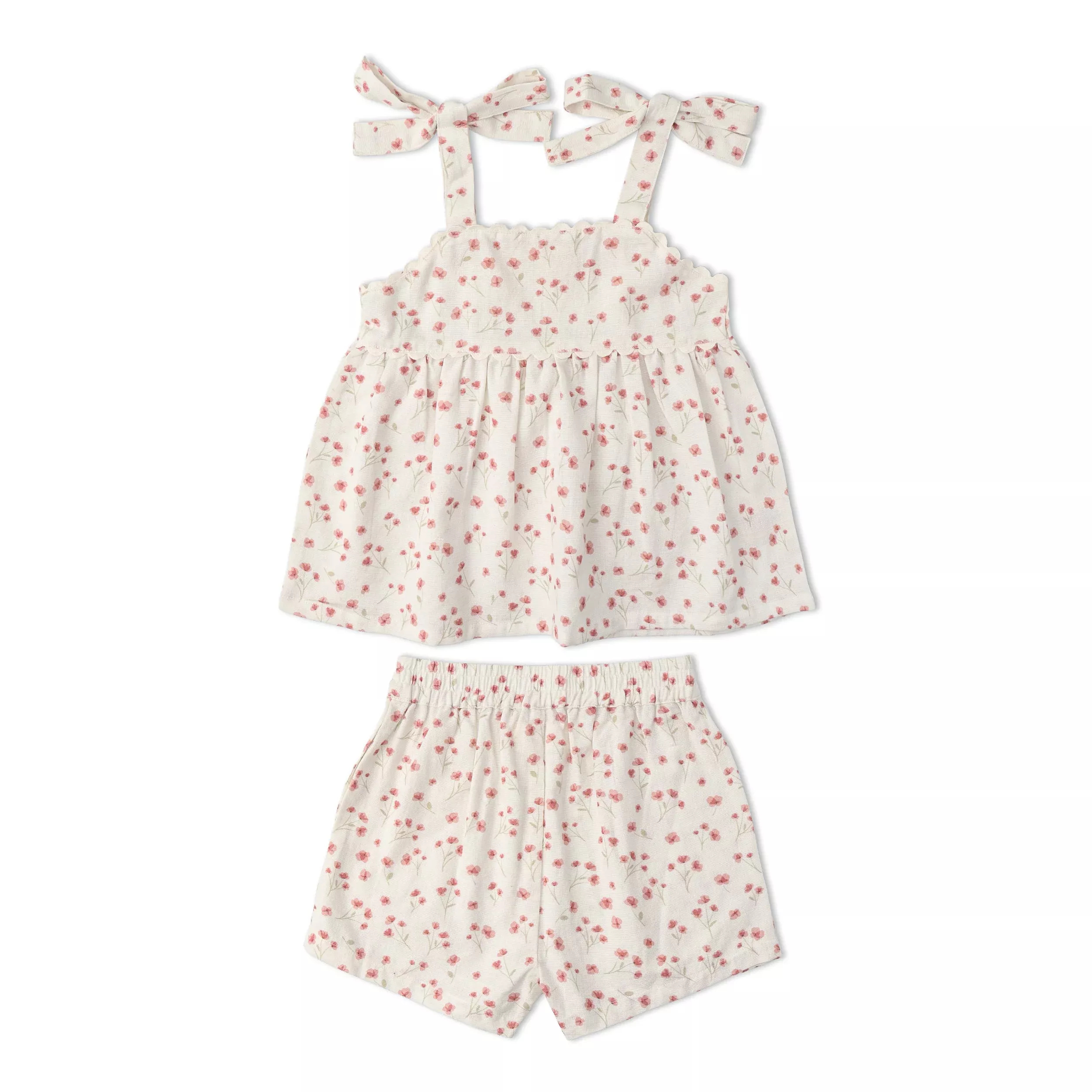 Organic Tie Up Top & Shorts Set - PinkBloom