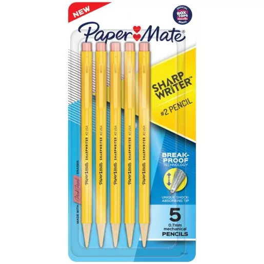 Paper Mate SharpWriter Mechanical Pencils, 0.7 mm HB #2 Lead, 5 Count
