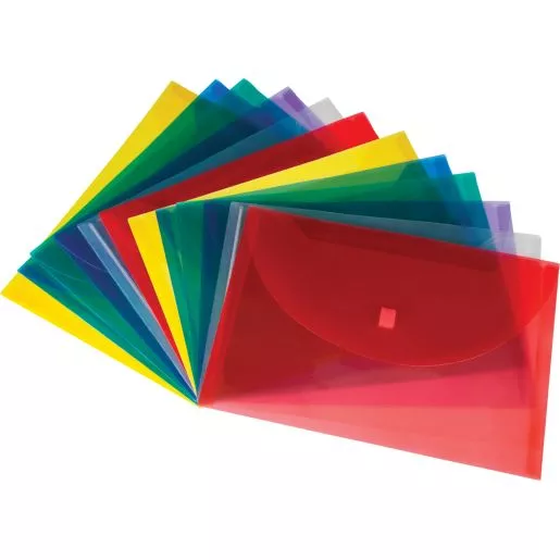 Plastic Envelopes With Hook-And-Loop Closures - 12 plastic envelopes