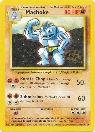 Pokemon Base Set Uncommon Machoke #34