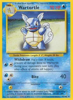 Pokemon Base Set Uncommon Wartortle #42