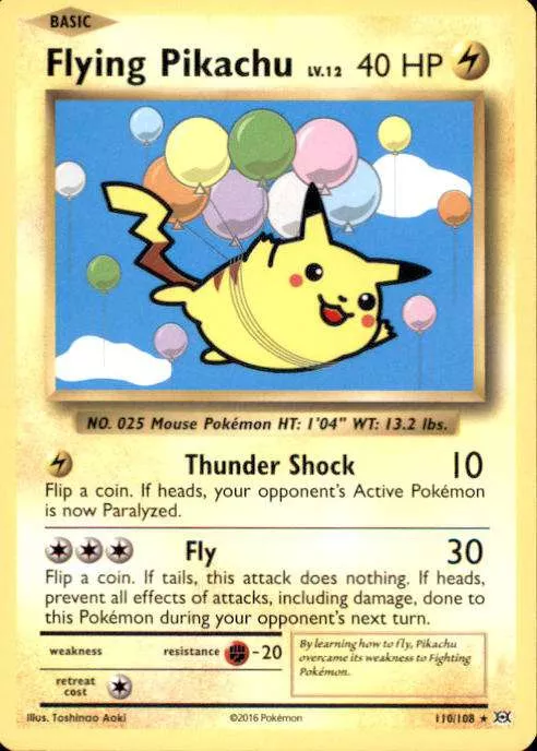 Pokemon X & Y Evolutions Secret Rare Flying Pikachu #110