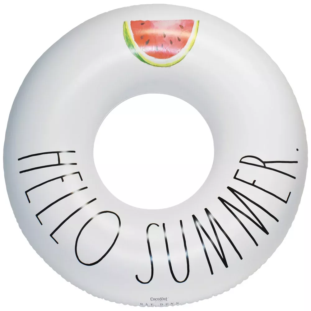 Rae Dunn Hello Summer 48" Inflatable Ring Float - Durable Anti-Leak Design