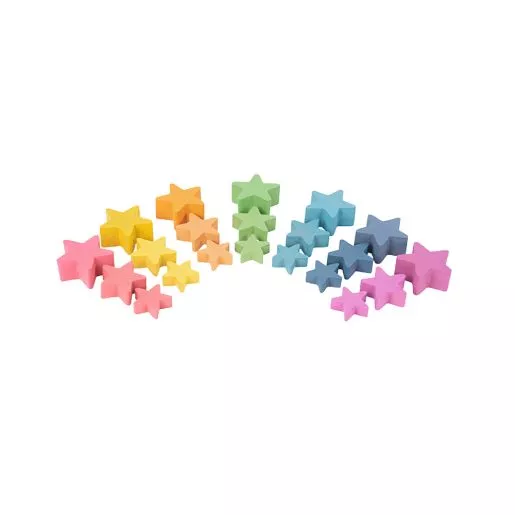 Rainbow Wooden Stars - 27pcs