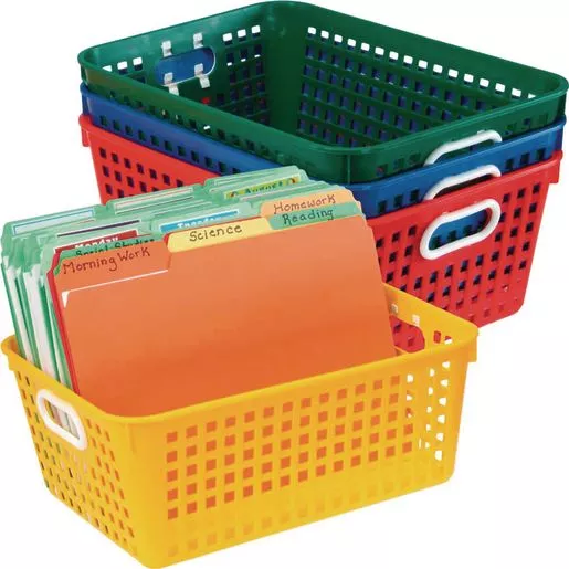 Really Good Stuff Book Baskets, Large Rectangle - Primary Colors