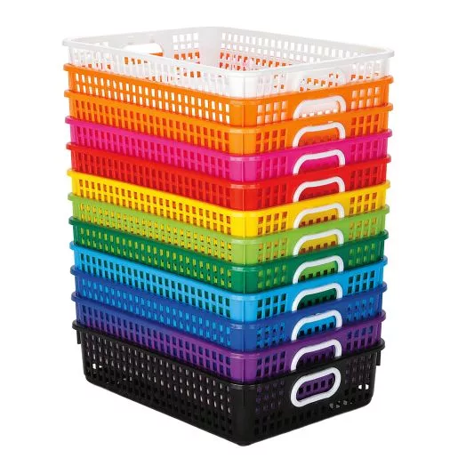 Really Good Stuff Classroom Paper Baskets - 12-Pack Rainbow Kit