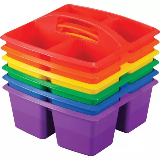 Really Good Stuff Four Equal Compartment Caddies, Set of 6 - Primary