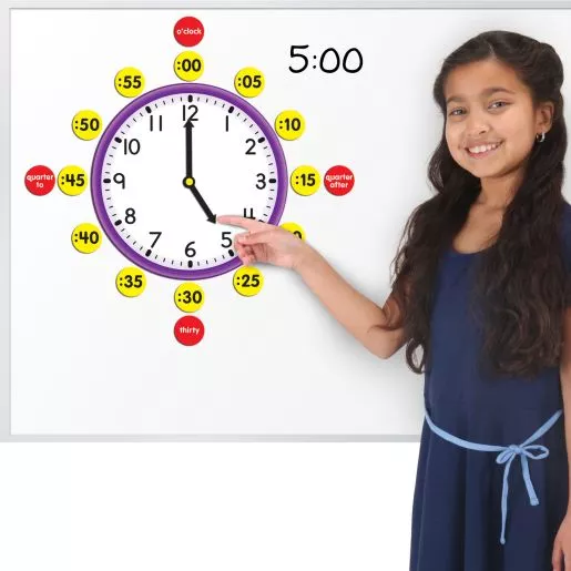Really Good Stuff Magnetic Clock Face with Movable Hands Magnets Set