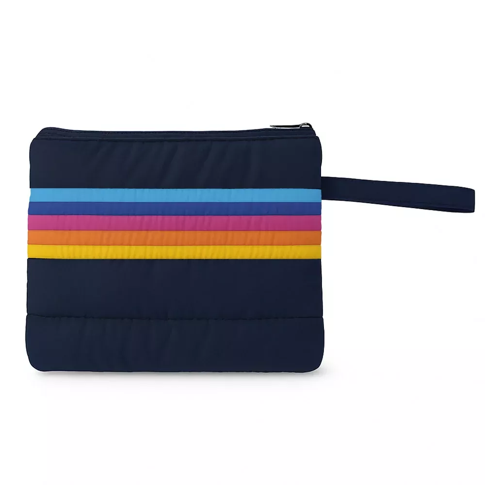 Retro Blue Stripe Puffer Wet Bag