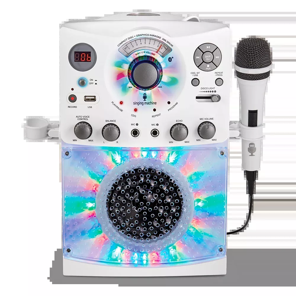 Singing Machine Portable Bluetooth Karaoke Machine with Wired Microphone and LED Disco Lights