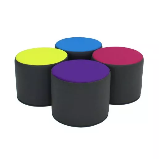 SoftScape 15" Round Accent Ottomans, 4-Pack - Dark Gray