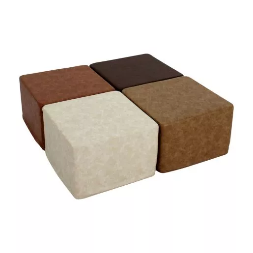 SoftScape 18" Square Ottoman 12" Height Distressed, 4-Piece - Distressed Assorted