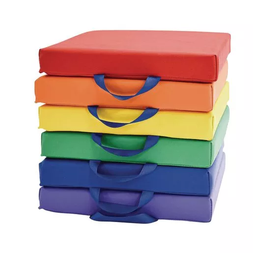 Square Floor Cushions - 6 piece set, Primary