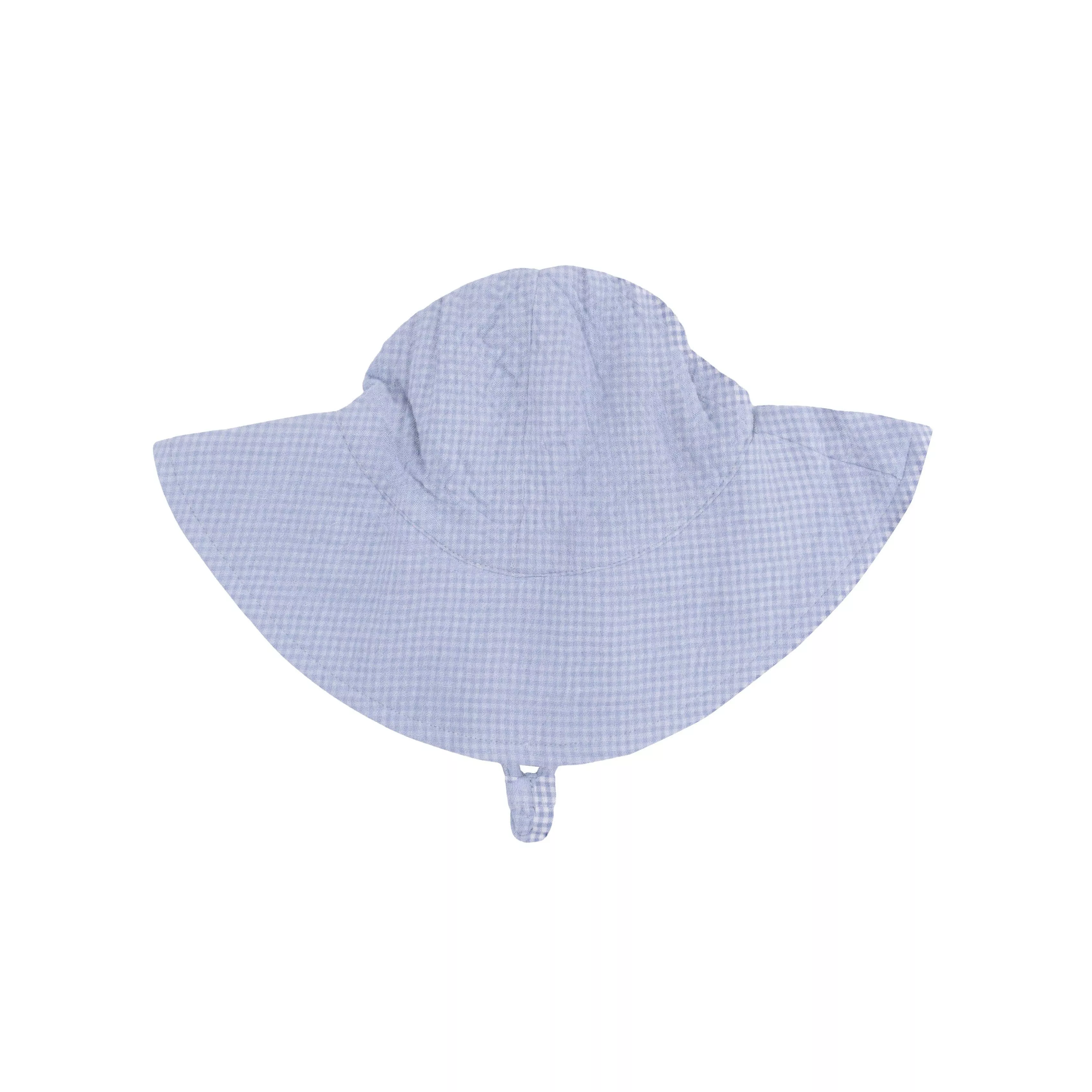 Wide Brim Sun Hat | Micro Gingham Blue Blizzard